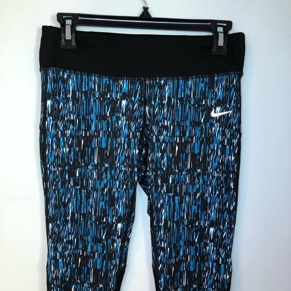 Nike Dri-Fit Running Blue & Black Capris Size Small - Picture 2 of 10